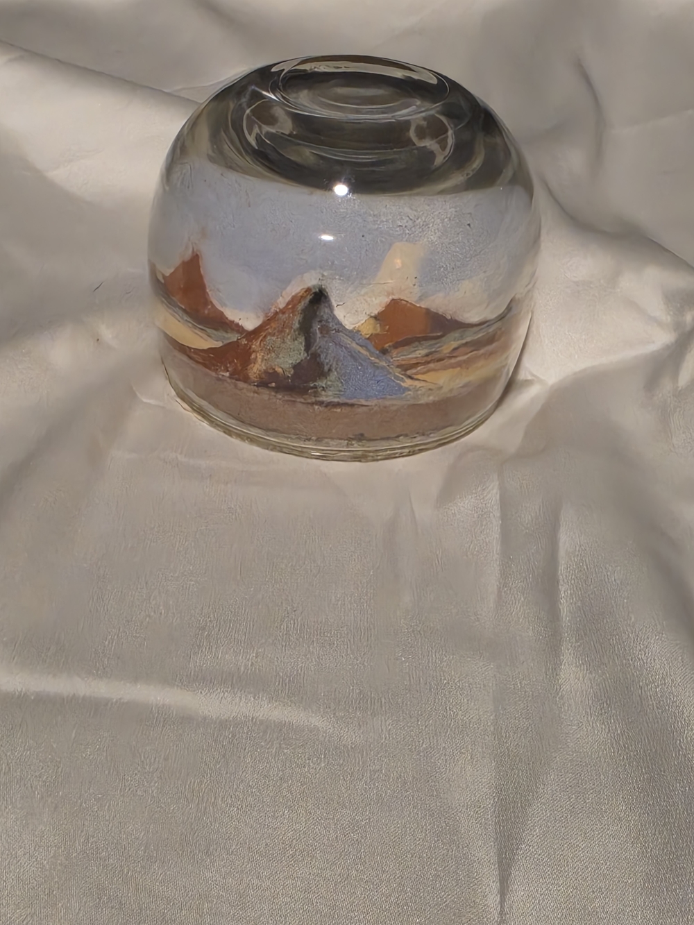 Handcrafted Glass Dome Sand Art - Multicolor Landscape Paperweight